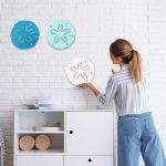 Jetec Sand Dollar Wall Decor 3 Pieces Wood Outdoor Coastal Wall Art Ocean Beach Sand Dollars Decor Wooden Sand Dollar Art Teal Seafoam Wall Decor for Home Bathroom Decor (Delicate Style) - Image 7